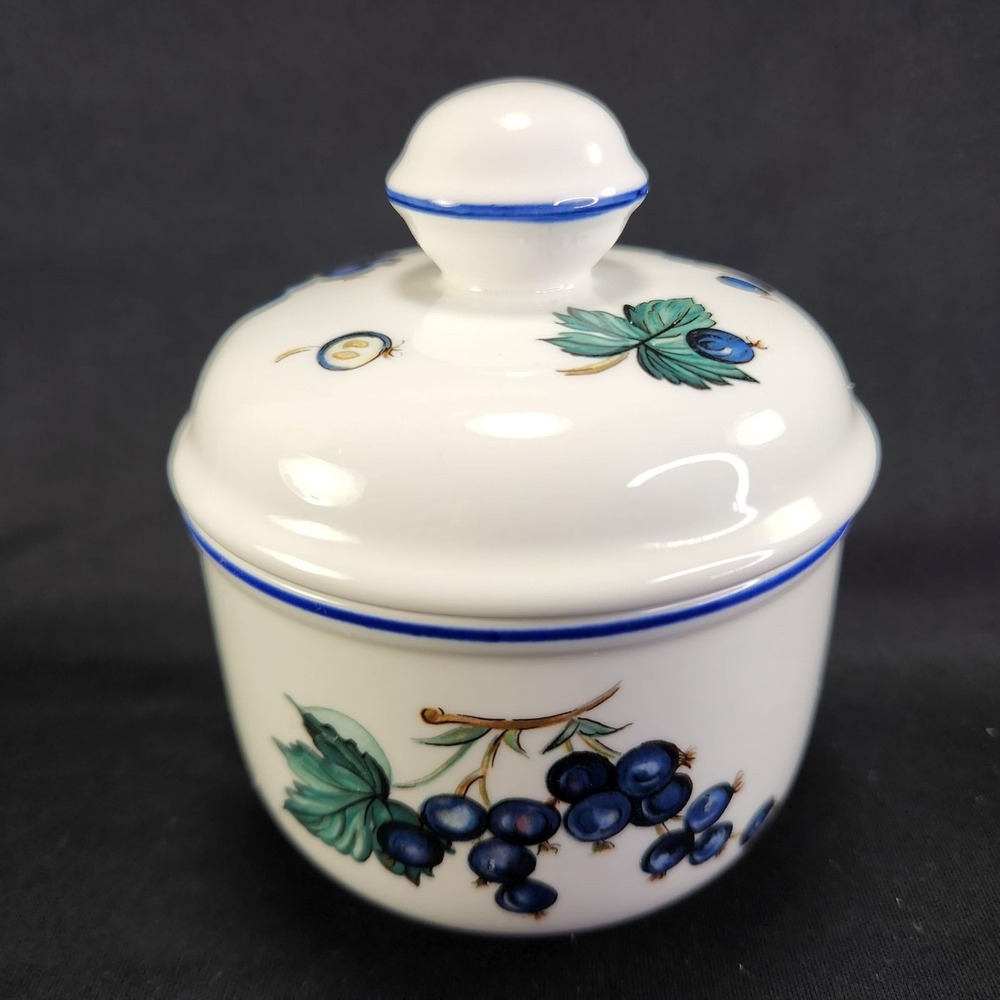 Villeroy and Boch Jam Jelly Condiment Slotted Lid Jar Bowl Malaga Blueberry READ